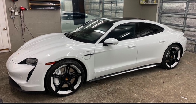 Porsche Taycan luxury sportscar tint